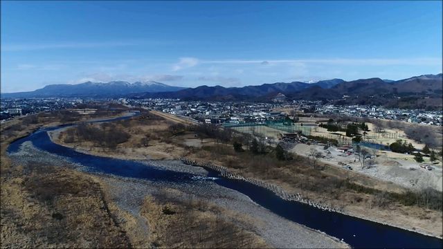 (画像：渡良瀬川を空撮)